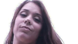 curvy british MILF with natural boobies fucks public