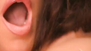 Bombshell dark haired whore slides toy in her soak vagina