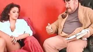 Hung african stud gets his dick deep throated as his friend fucks whore doggy style