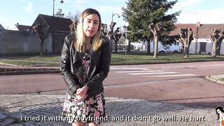 Tiny melons blonde 18 year old Juliette gets a hardcore anal sex