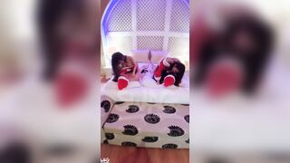 Crazy Sexy Bombshell Barely Legal Besties Swap And Drink Their Brothers beauty Jizz Inside The Living Room