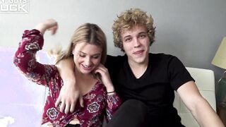 SuperModel with GREAT smile makes SWEET LOVE to blonde with incredible sexy MELONS!
