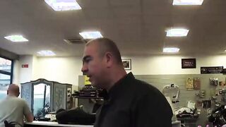 Roberta Farnese on a motorcycle gets fuck by all the mechanics
