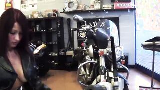 Roberta Farnese on a motorcycle gets fuck by all the mechanics