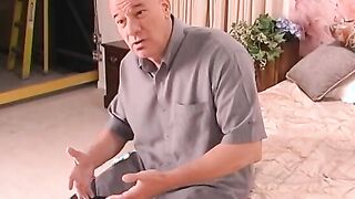 Huge penis man loves to nailed crazy sexy blonde skank's bald snatch after toy play