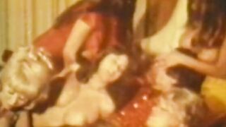 Lucky bro lies into bed and a group of fondles big tit woman's melons