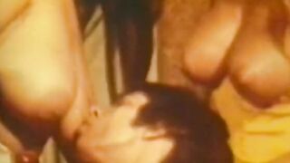 Lucky bro lies into bed and a group of fondles big tit woman's melons