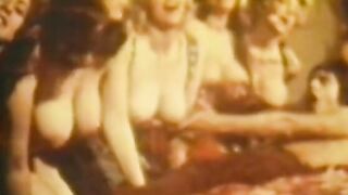 Lucky bro lies into bed and a group of fondles big tit woman's melons
