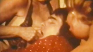 Lucky bro lies into bed and a group of fondles big tit woman's melons