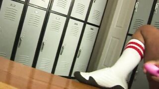two thin black dream women lesbo action into locker!