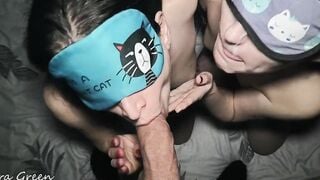 Cummed Compilation, cum mouth, facials, cum on boobies - ffm three-way amateur Kira Green