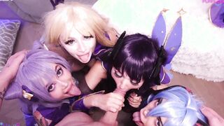 4 goddess movie game girls having an group sex with 1 bro Leah Meow