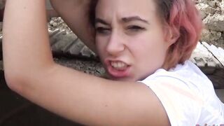 Margherita Fuxia give a oral sex into the vehicle and then gets banged! on top of a tractor