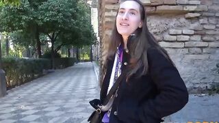 18yo PURE opens her cunt up with a HUGE DICK. She only had licked dicks before!