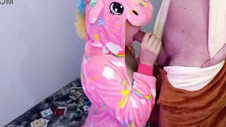 I screwed a slutty unicorn and she blows it until it ends on her hooters