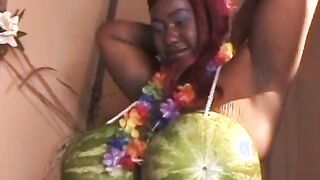Red Haired BBW gets nailed doggy style after hawaiian dance