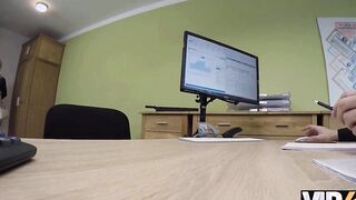VIP4K. The creditor allows the cougar to have fun with his dick into the office
