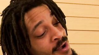 Huge boobies blonde thot blows and fucks sweet ebony dick into bed