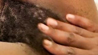 Homie eats african beauty's bushy bush then rams her doggy-style with his long penis