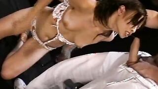 Goddess cougar has sex with 2 guys for the first time and feels double penetration inside