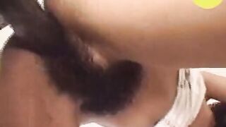 Young women with the unshaved cunt plays with a enormous vibrator and gets caught by her