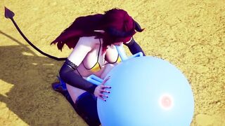 Demon bimbos sucking off off a bouncing ball.