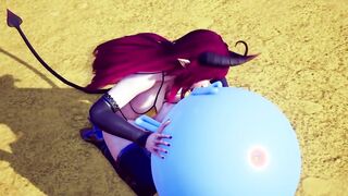 Demon bimbos sucking off off a bouncing ball.