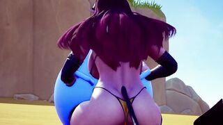 Demon bimbos sucking off off a bouncing ball.