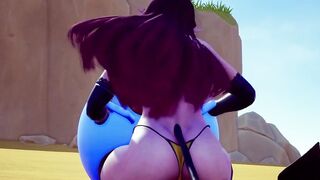 Demon bimbos sucking off off a bouncing ball.