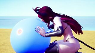 Demon bimbos sucking off off a bouncing ball.