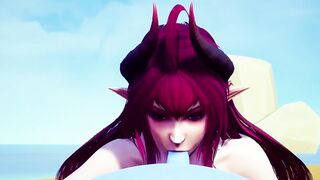 Demon bimbos sucking off off a bouncing ball.