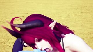 Demon bimbos sucking off off a bouncing ball.
