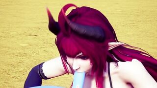 Demon bimbos sucking off off a bouncing ball.