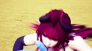 Demon bimbos sucking off off a bouncing ball.