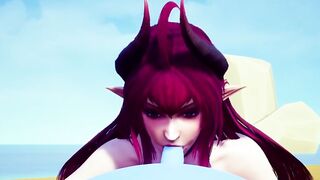 Demon bimbos sucking off off a bouncing ball.