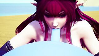 Demon bimbos sucking off off a bouncing ball.