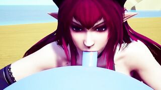 Demon bimbos sucking off off a bouncing ball.