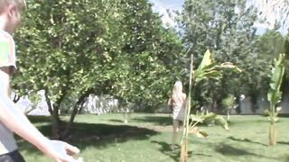 Curious Slim Blonde Tries First Porn Shoot With Huge Penis Bro