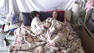 Stepson gets up with stepmom inside the bed and fucks the wrong hole