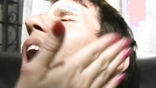 Stud ride strap on penis after getting his penis squeezed and tied by rugged girlfriend with