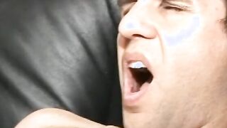 Stud ride strap on penis after getting his penis squeezed and tied by rugged girlfriend with
