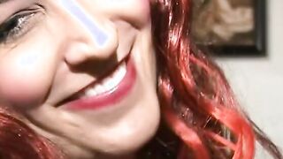 Stud ride strap on penis after getting his penis squeezed and tied by rugged girlfriend with