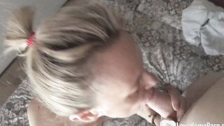 Eager blonde milks her freaky hubby dry
