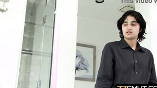 Long boobs MILF banged by slender bro