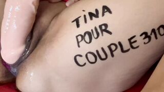 Dedicace Tina french babe thot cumshot screwed rough cunt whith long sex toy XL couple3109 write on