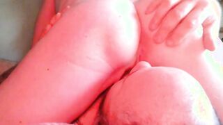 Ginger leaks and squirts cum all over couple face - her old GF ejaculates all over