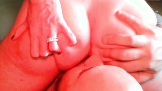 Ginger leaks and squirts cum all over couple face - her old GF ejaculates all over