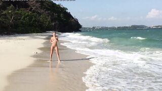 Divine Blonde with Hugest Hooters Nude at the Beach