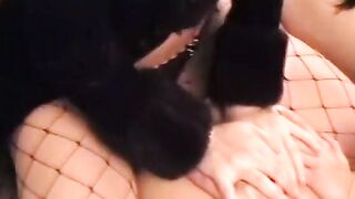 Goddess chicks uses strap on sex toy to banged! pussy inside bed then cuddle