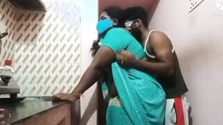 Tamil ex-wife kitchen sex night time standing position sex